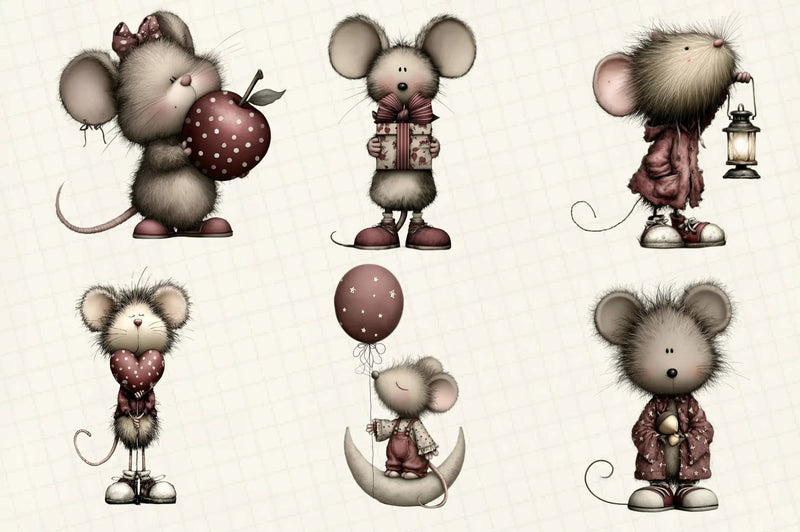 Whimsical Tiny Mouse Clipart Bundle - CraftNest - Digital Crafting and Art