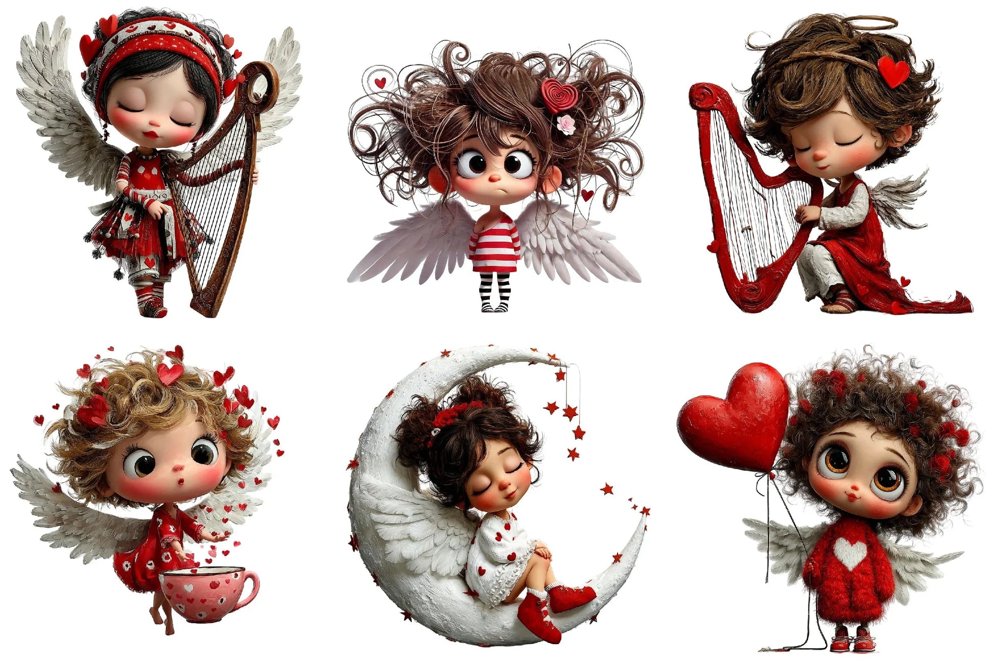 Whimsical Valentine Angel Clipart Bundle - CraftNest - Digital Crafting and Art