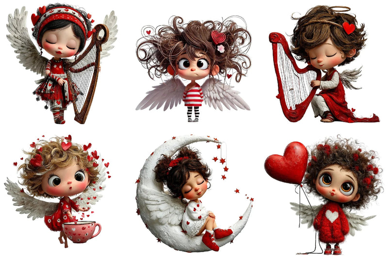 Whimsical Valentine Angel Clipart Bundle - CraftNest - Digital Crafting and Art
