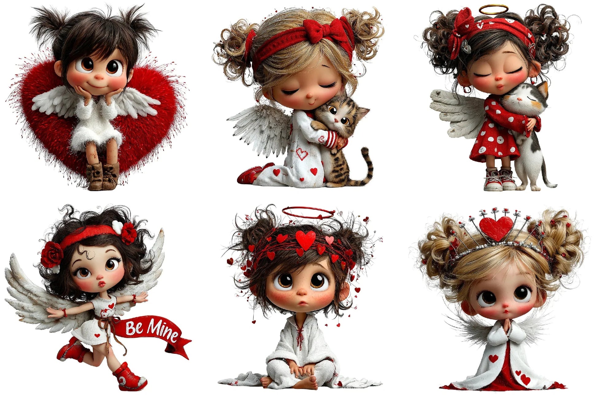 Whimsical Valentine Angel Clipart Bundle - CraftNest - Digital Crafting and Art