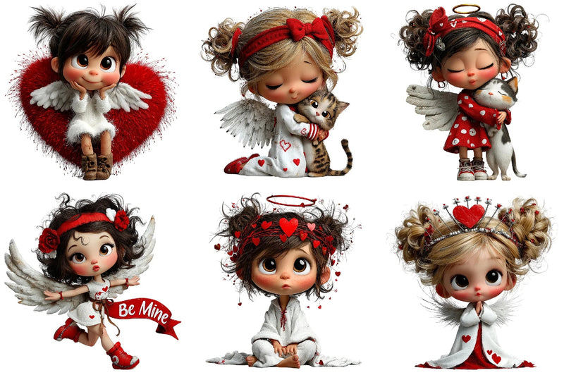Whimsical Valentine Angel Clipart Bundle - CraftNest - Digital Crafting and Art