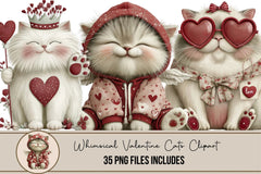 Whimsical Valentine Cats Clipart Bundle - CraftNest - Digital Crafting and Art