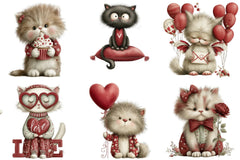 Whimsical Valentine Cats Clipart Bundle - CraftNest - Digital Crafting and Art