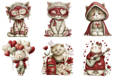 Whimsical Valentine Cats Clipart Bundle - CraftNest - Digital Crafting and Art