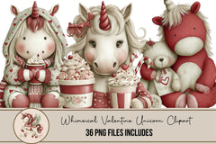 Whimsical Valentine Unicorn Clipart Bundle - CraftNest - Digital Crafting and Art
