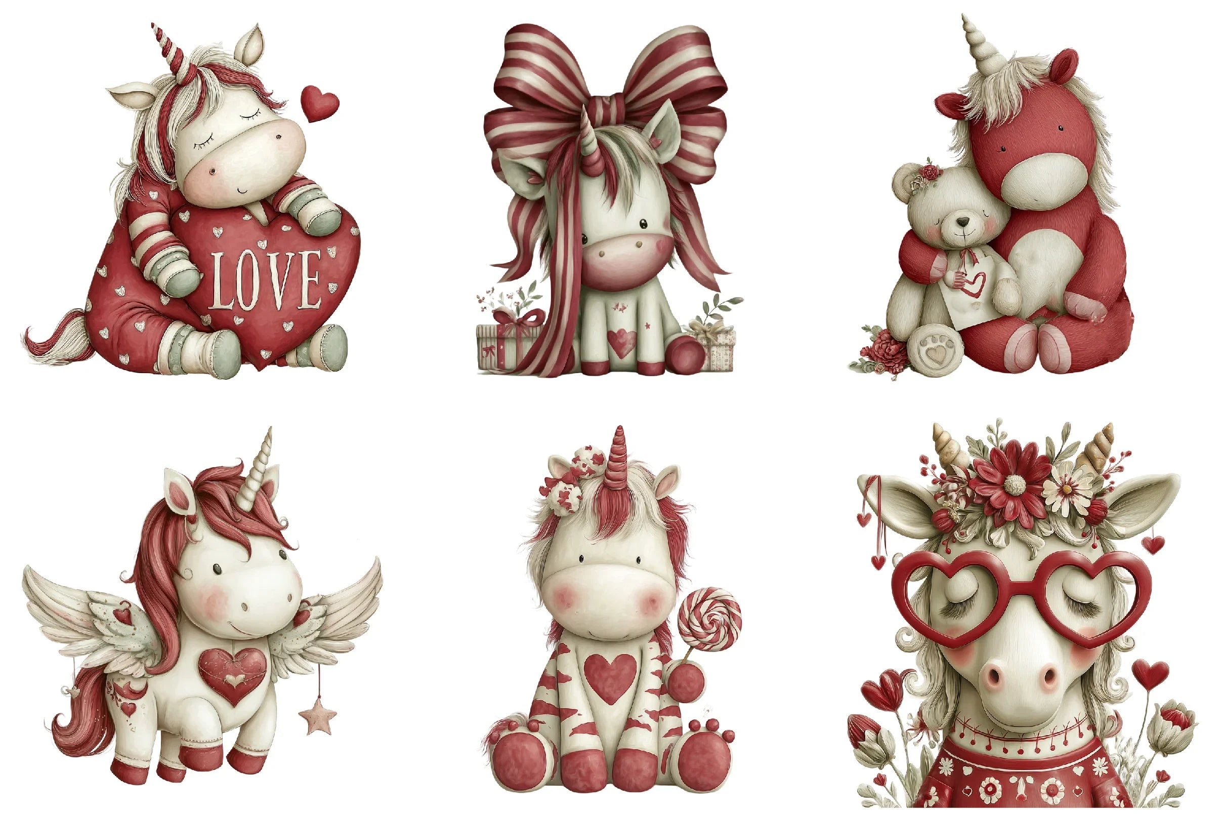Whimsical Valentine Unicorn Clipart Bundle - CraftNest - Digital Crafting and Art