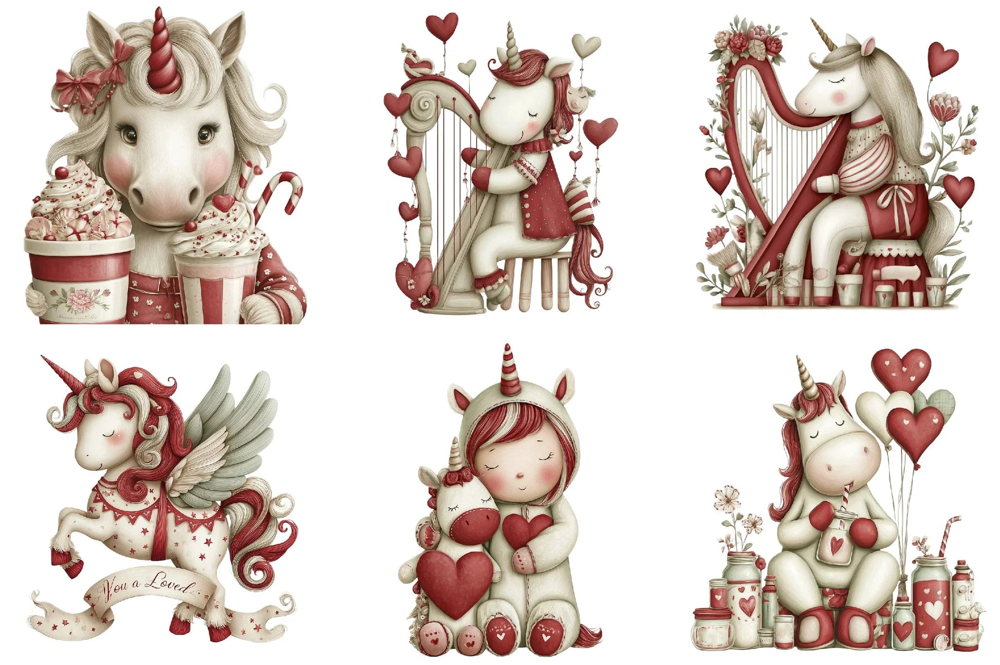 Whimsical Valentine Unicorn Clipart Bundle - CraftNest - Digital Crafting and Art