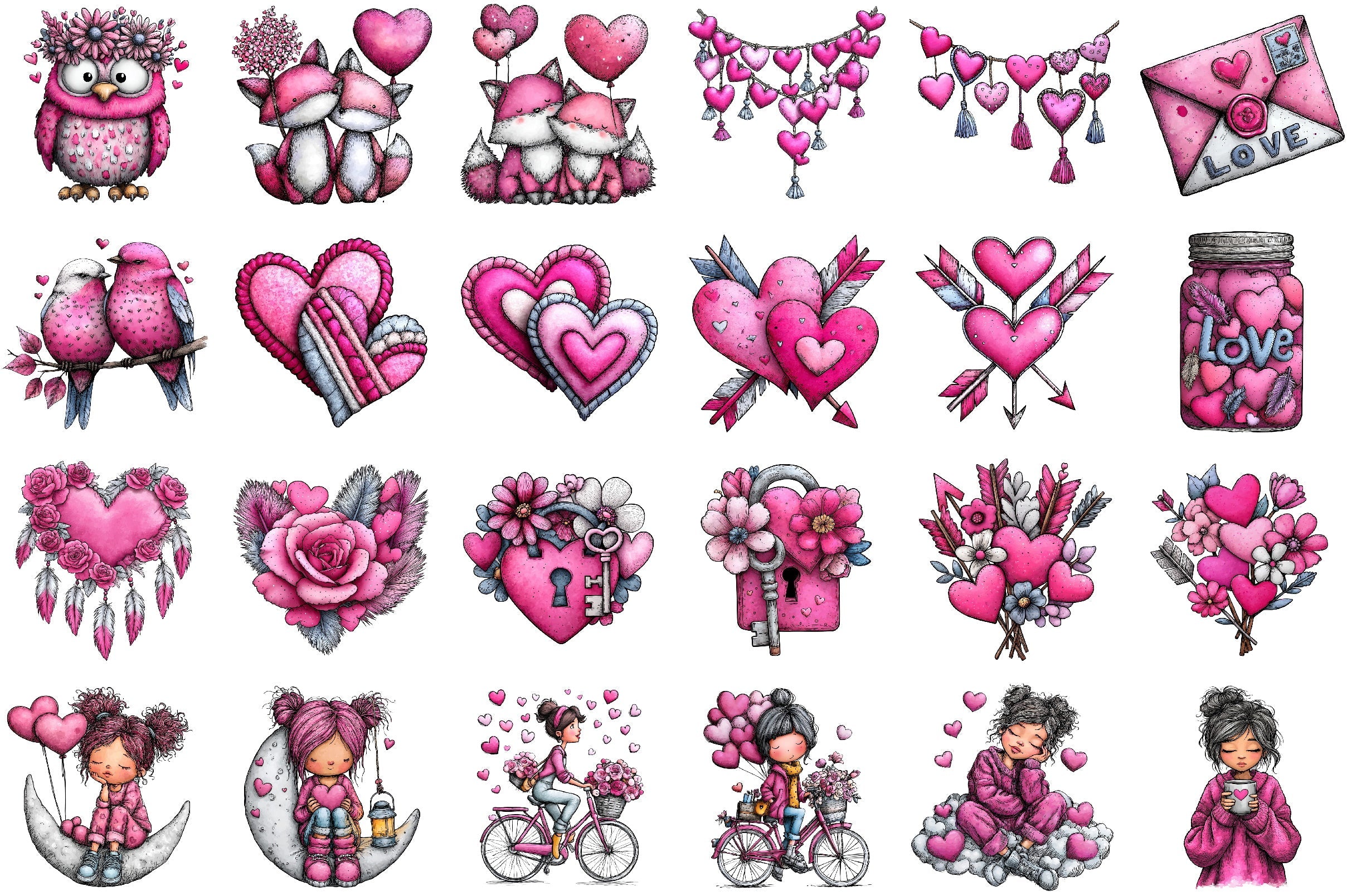 Whimsical Valentine's Day Clipart Bundle