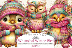 Whimsical Winter Bird Clipart Bundle - CraftNest - Digital Crafting and Art
