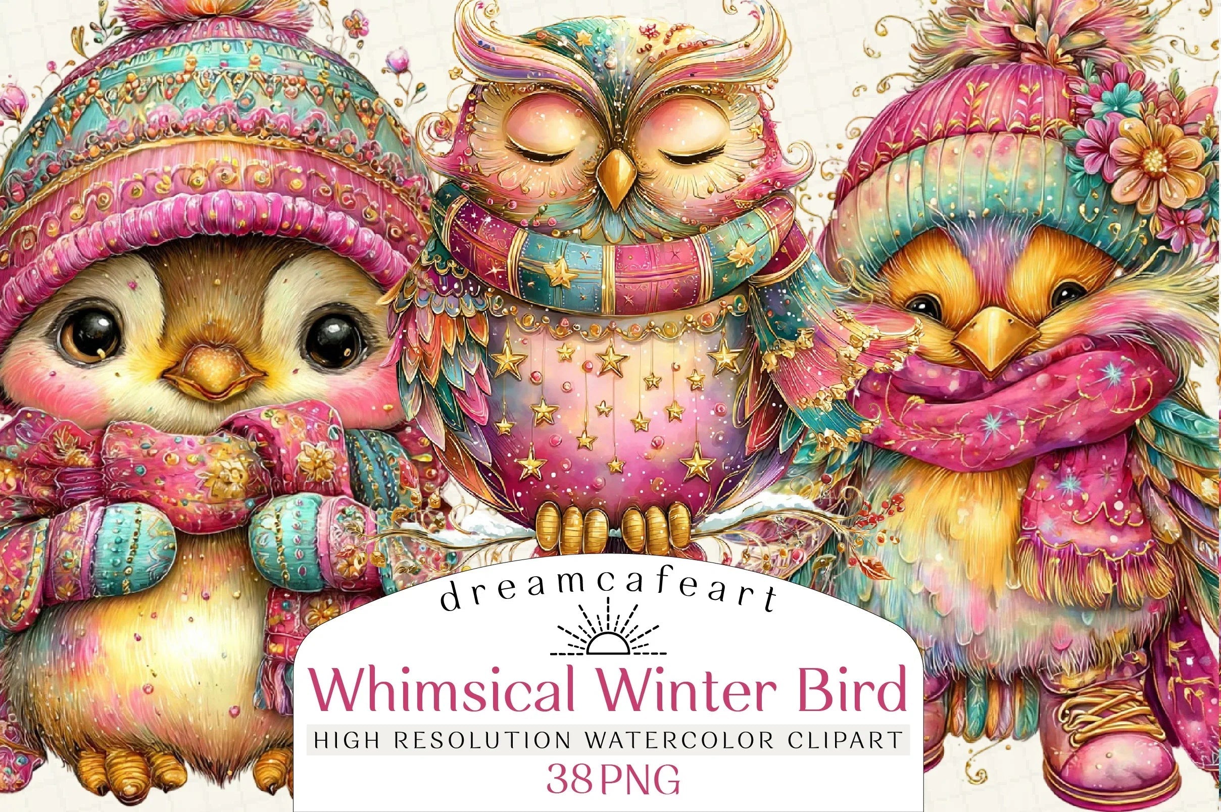Whimsical Winter Bird Clipart Bundle - CraftNest - Digital Crafting and Art