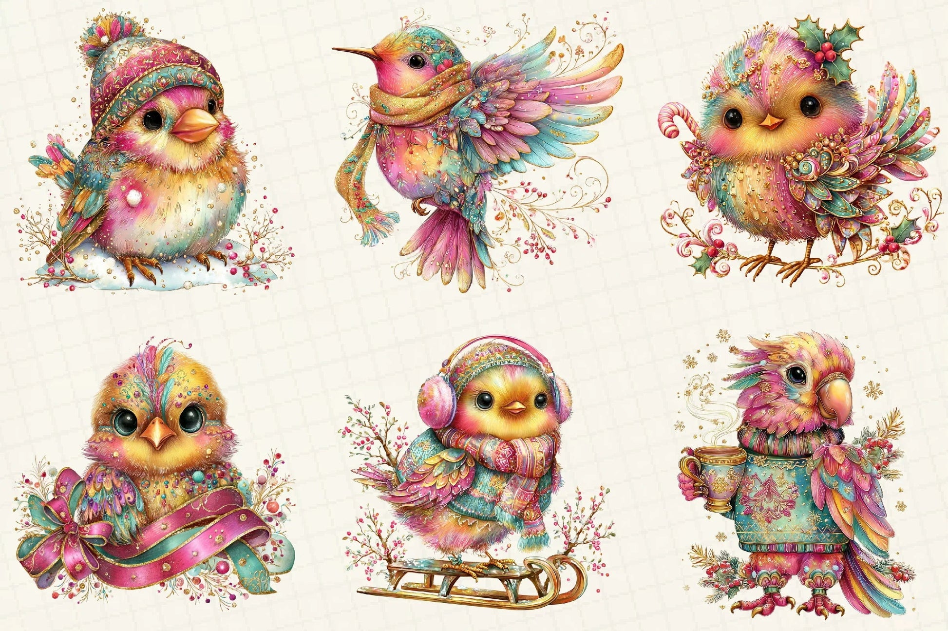 Whimsical Winter Bird Clipart Bundle - CraftNest - Digital Crafting and Art