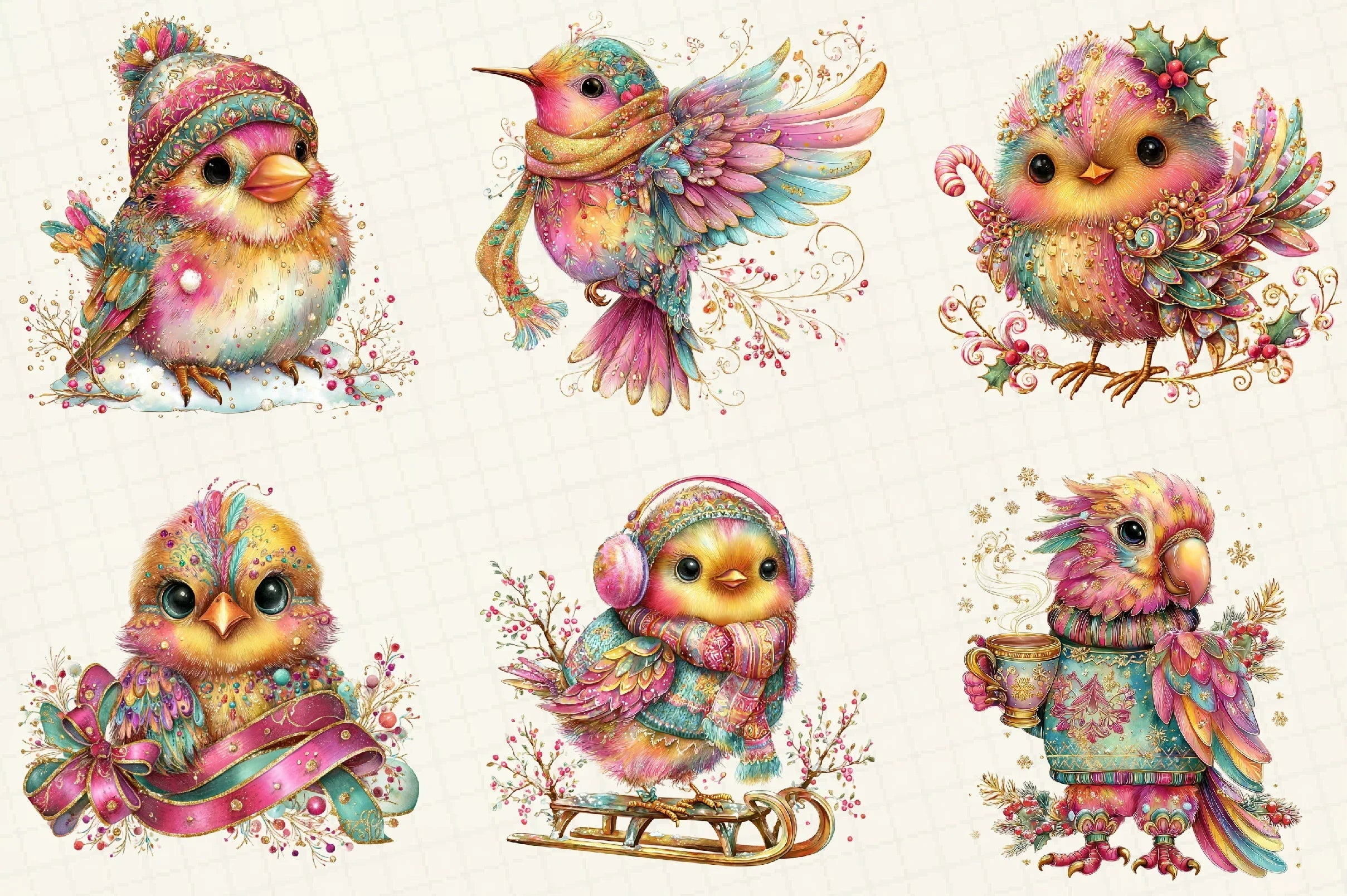 Whimsical Winter Bird Clipart Bundle - CraftNest - Digital Crafting and Art