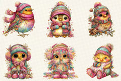 Whimsical Winter Bird Clipart Bundle - CraftNest - Digital Crafting and Art