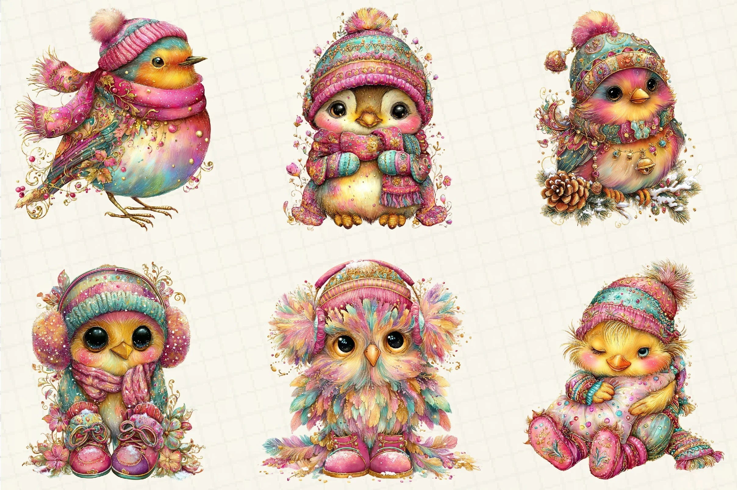 Whimsical Winter Bird Clipart Bundle - CraftNest - Digital Crafting and Art