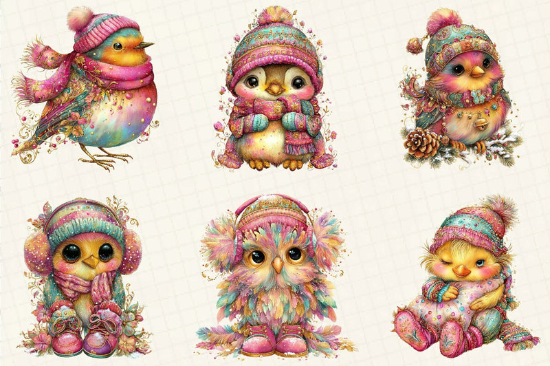 Whimsical Winter Bird Clipart Bundle - CraftNest - Digital Crafting and Art