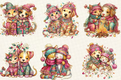 Whimsical Winter Cat & Dog Clipart Bundle - CraftNest - Digital Crafting and Art