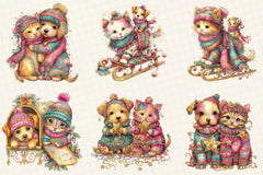 Whimsical Winter Cat & Dog Clipart Bundle - CraftNest - Digital Crafting and Art