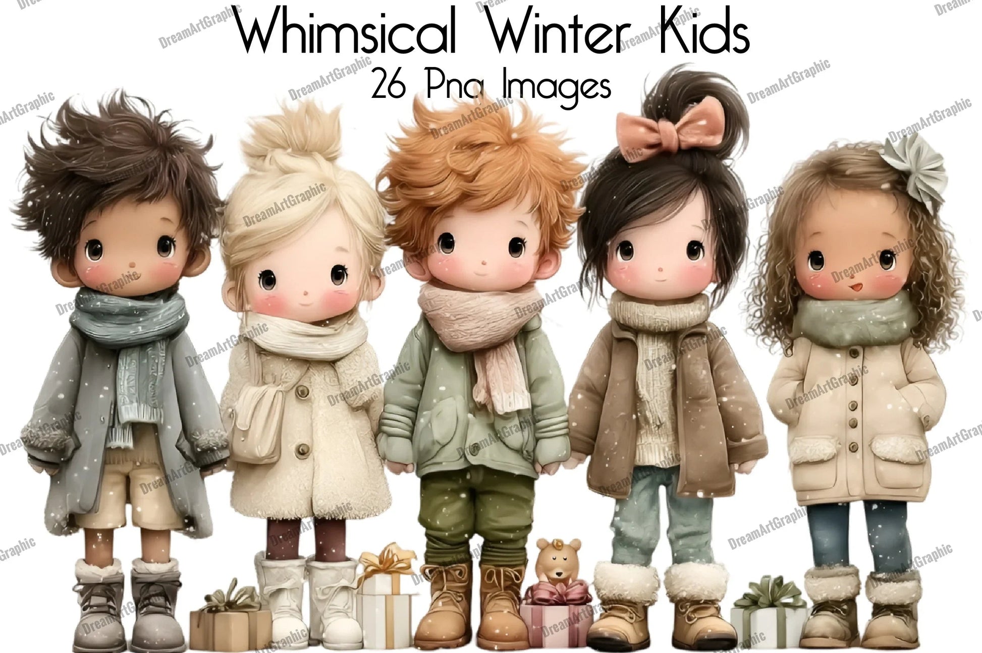 Whimsical Winter Kids Clipart Bundle - CraftNest - Digital Crafting and Art