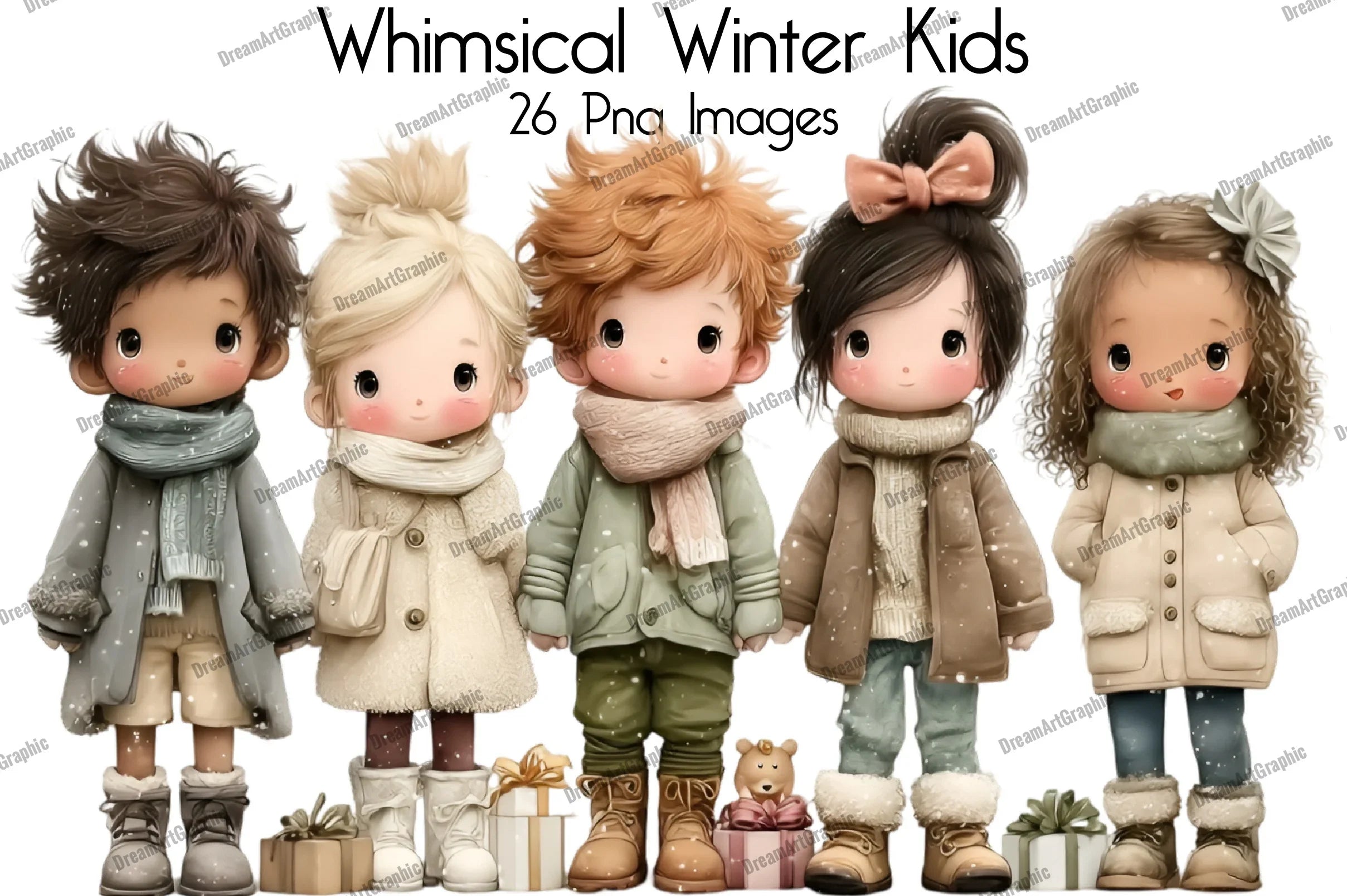 Whimsical Winter Kids Clipart Bundle - CraftNest - Digital Crafting and Art