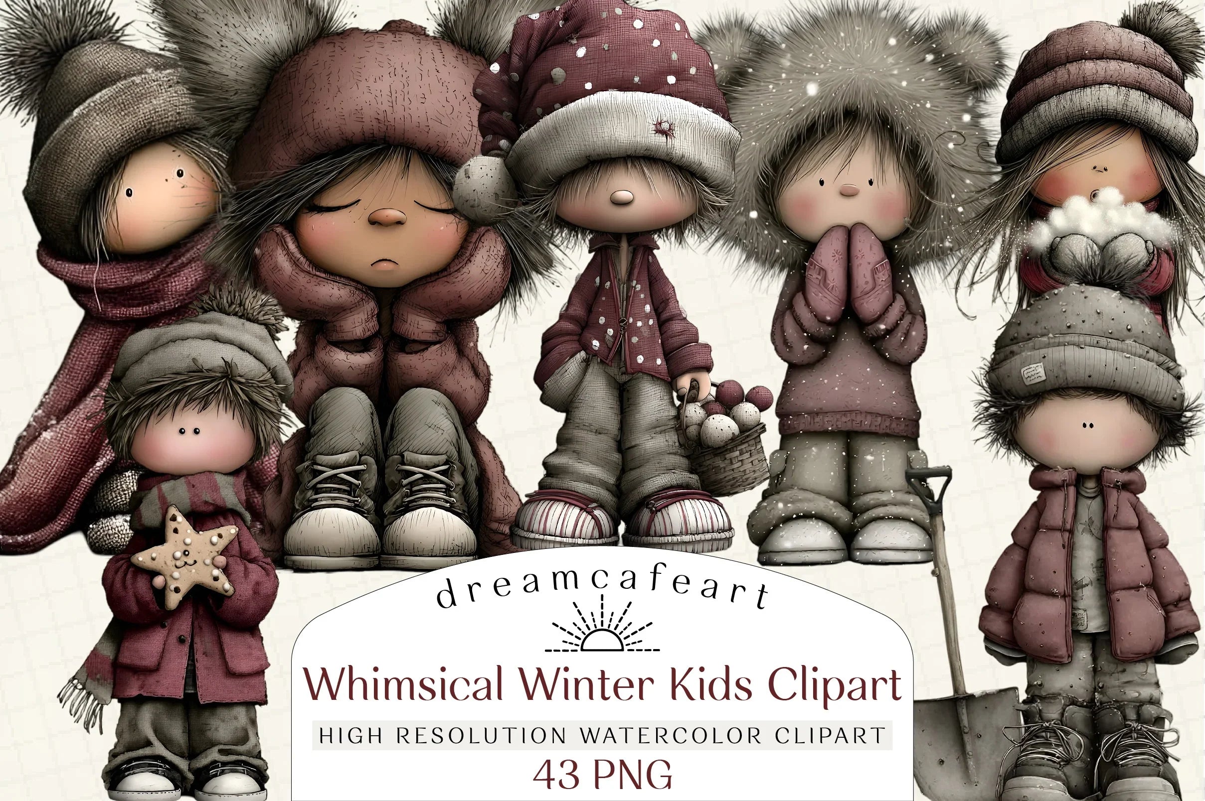 Whimsical Winter Kids Clipart Bundle - CraftNest - Digital Crafting and Art