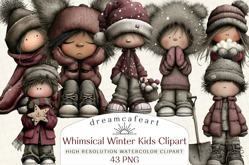 Whimsical Winter Kids Clipart Bundle - CraftNest - Digital Crafting and Art