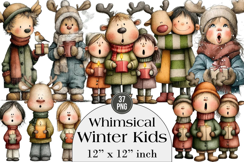Whimsical Winter Kids Clipart Bundle - CraftNest - Digital Crafting and Art