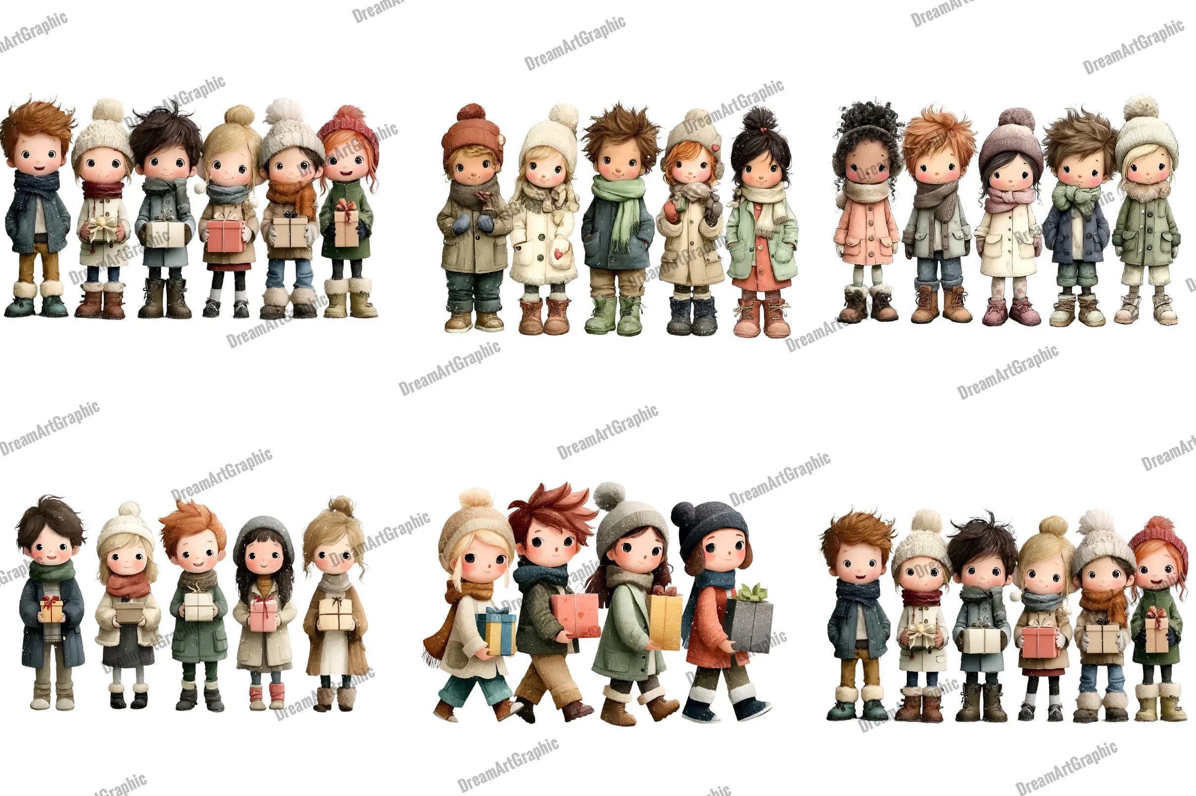 Whimsical Winter Kids Clipart Bundle - CraftNest - Digital Crafting and Art