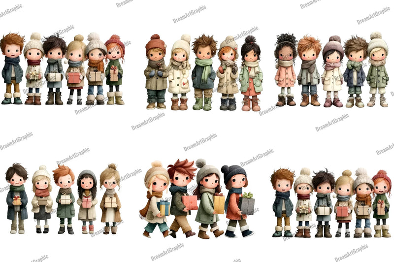 Whimsical Winter Kids Clipart Bundle - CraftNest - Digital Crafting and Art