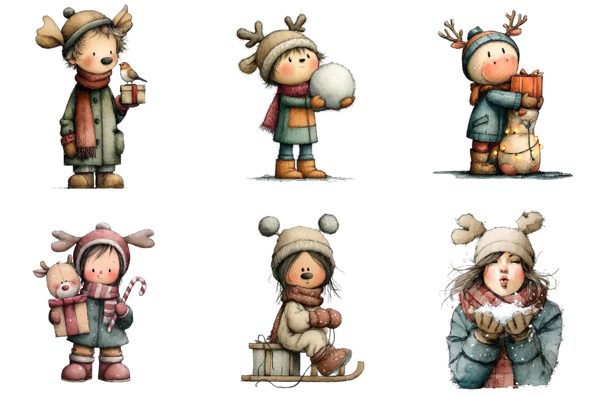 Whimsical Winter Kids Clipart Bundle - CraftNest - Digital Crafting and Art