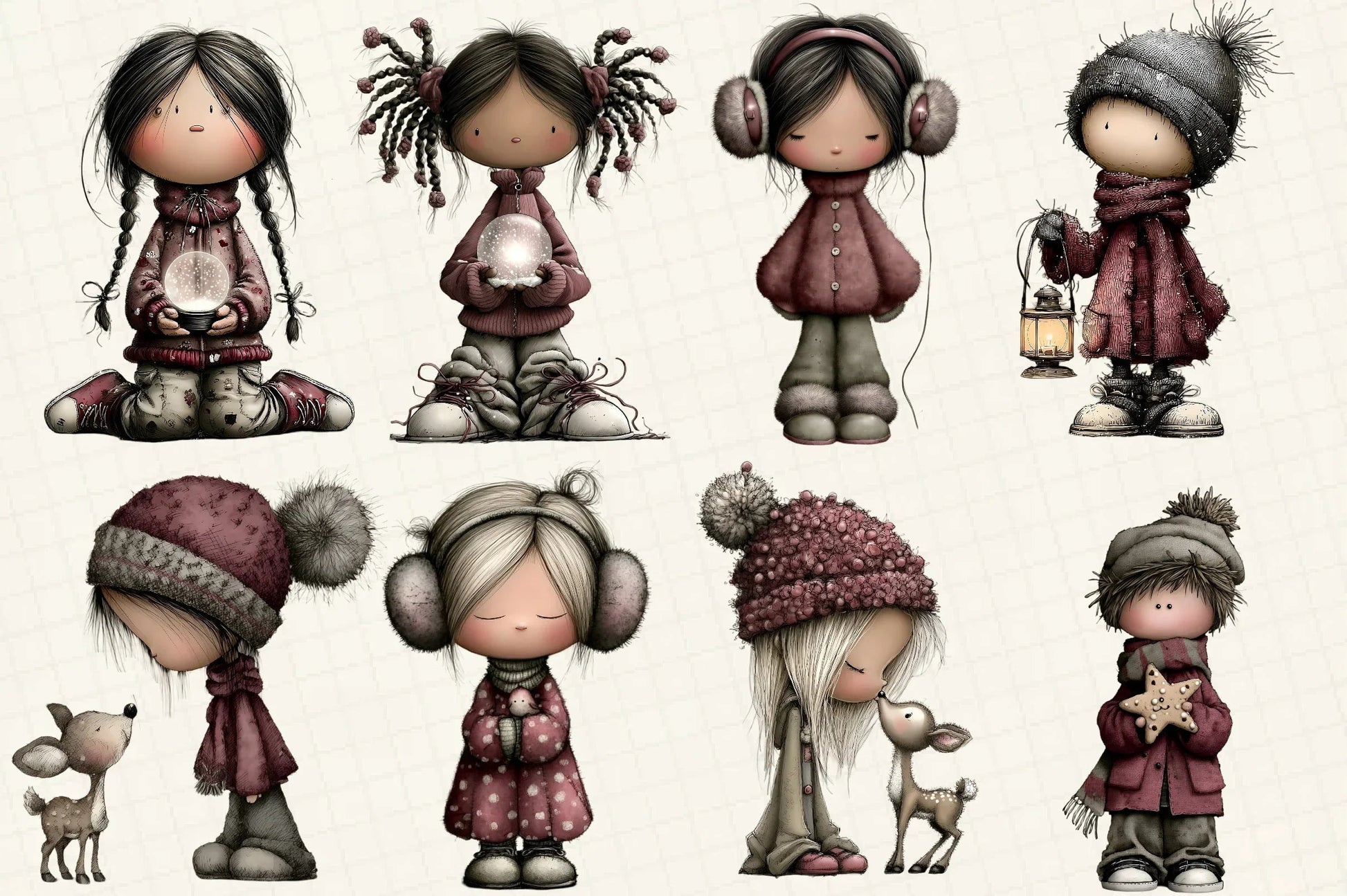 Whimsical Winter Kids Clipart Bundle - CraftNest - Digital Crafting and Art