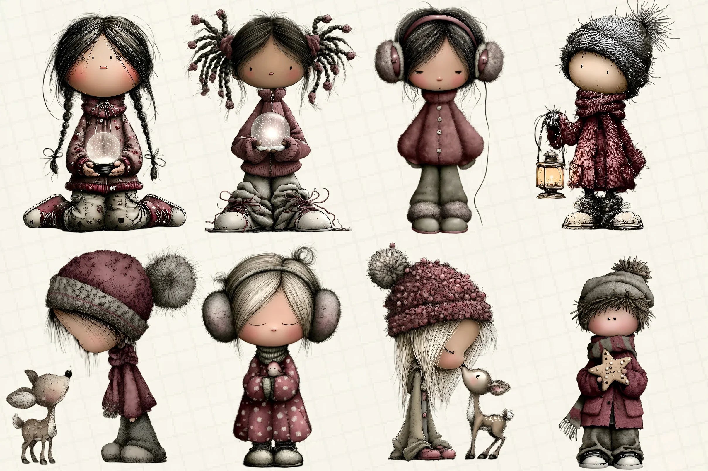 Whimsical Winter Kids Clipart Bundle - CraftNest - Digital Crafting and Art
