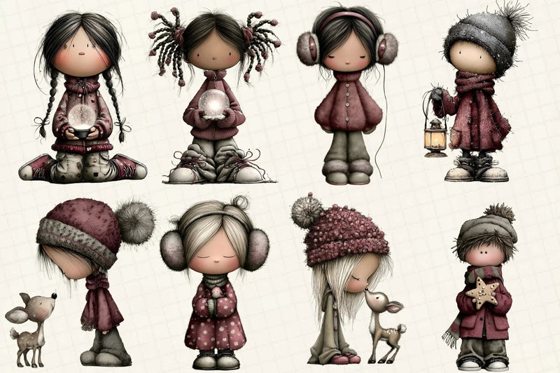 Whimsical Winter Kids Clipart Bundle - CraftNest - Digital Crafting and Art