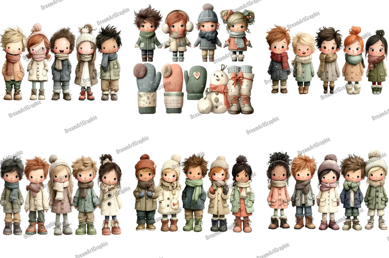 Whimsical Winter Kids Clipart Bundle - CraftNest - Digital Crafting and Art