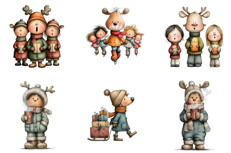 Whimsical Winter Kids Clipart Bundle - CraftNest - Digital Crafting and Art