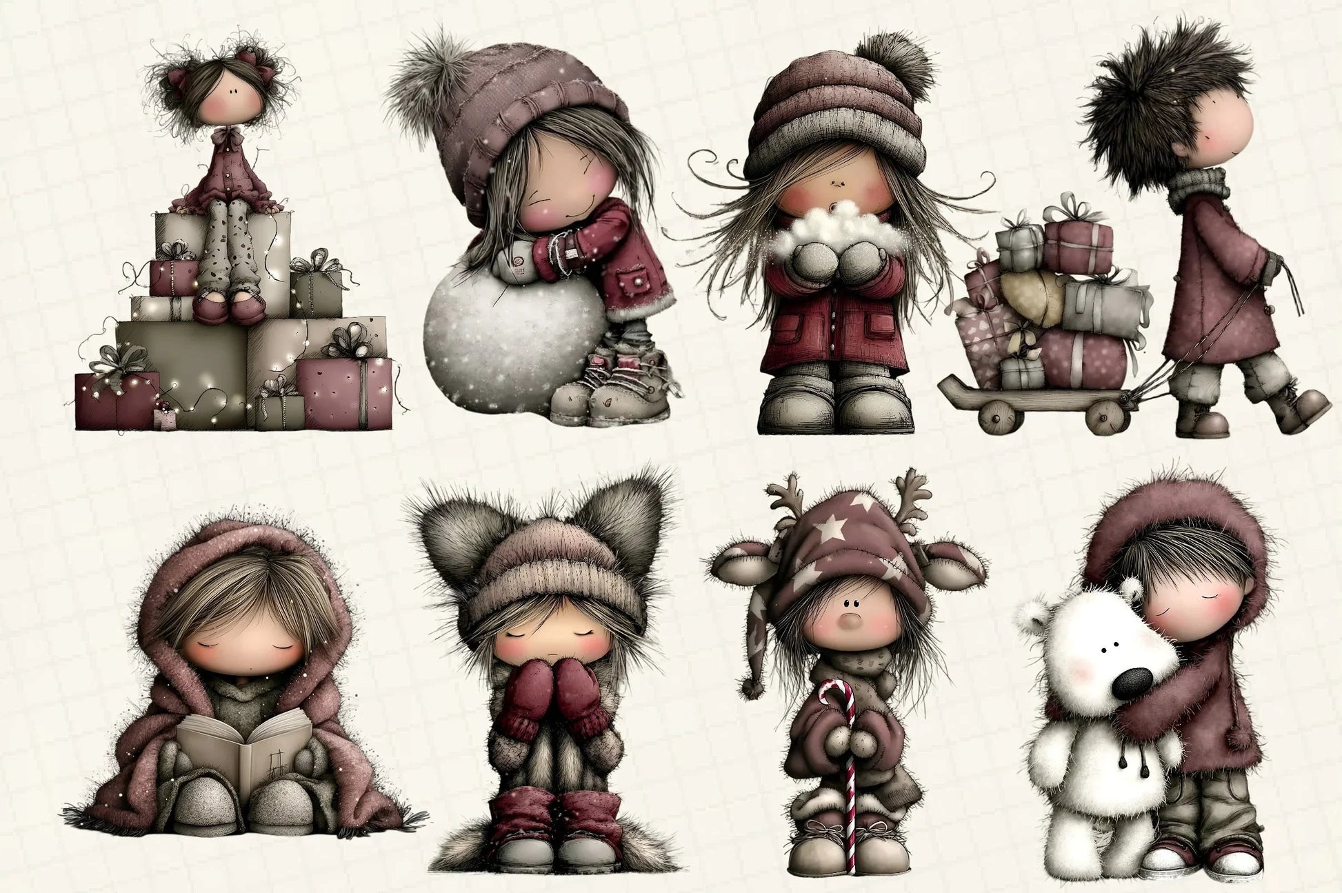 Whimsical Winter Kids Clipart Bundle - CraftNest - Digital Crafting and Art