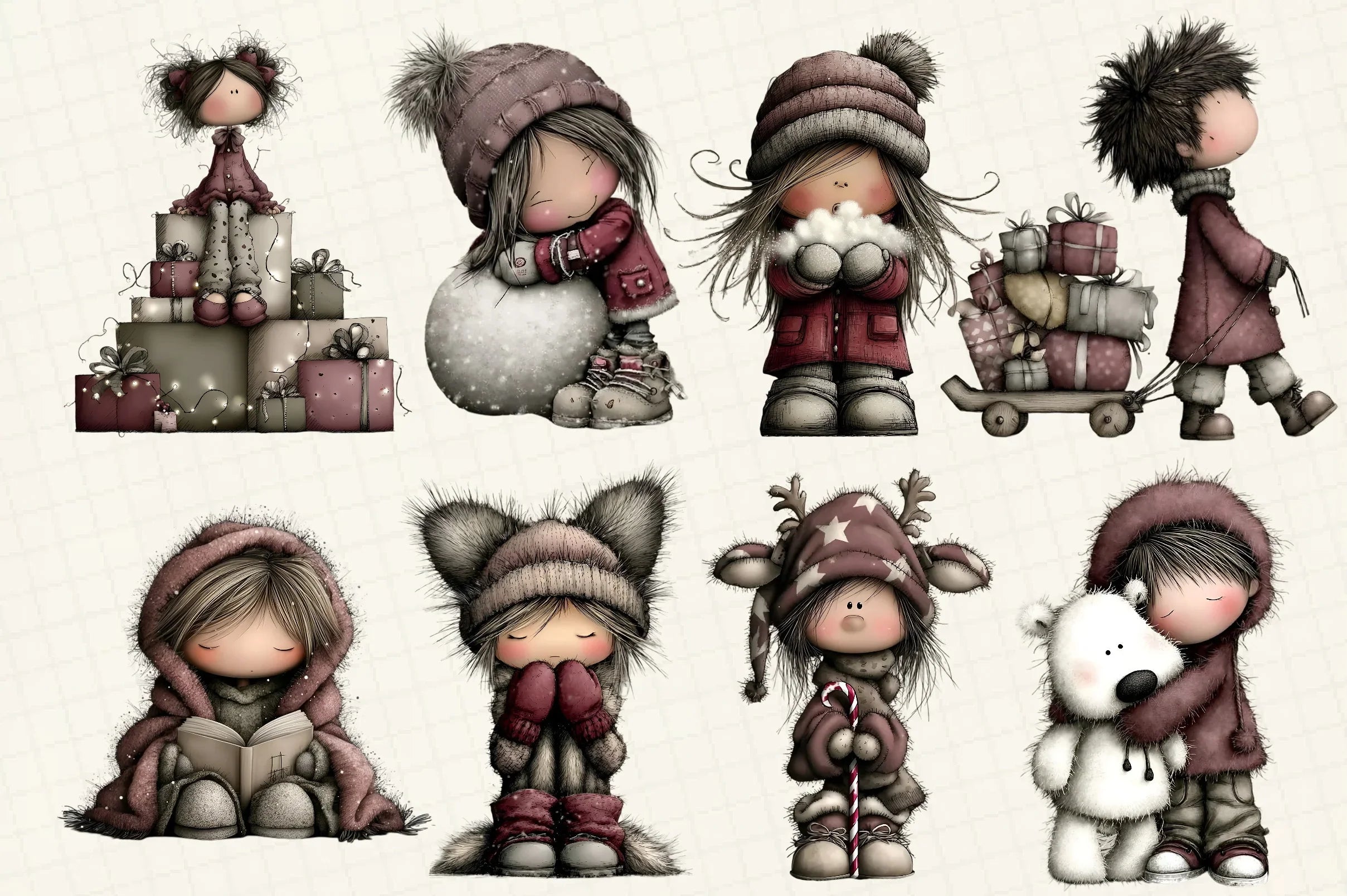 Whimsical Winter Kids Clipart Bundle - CraftNest - Digital Crafting and Art