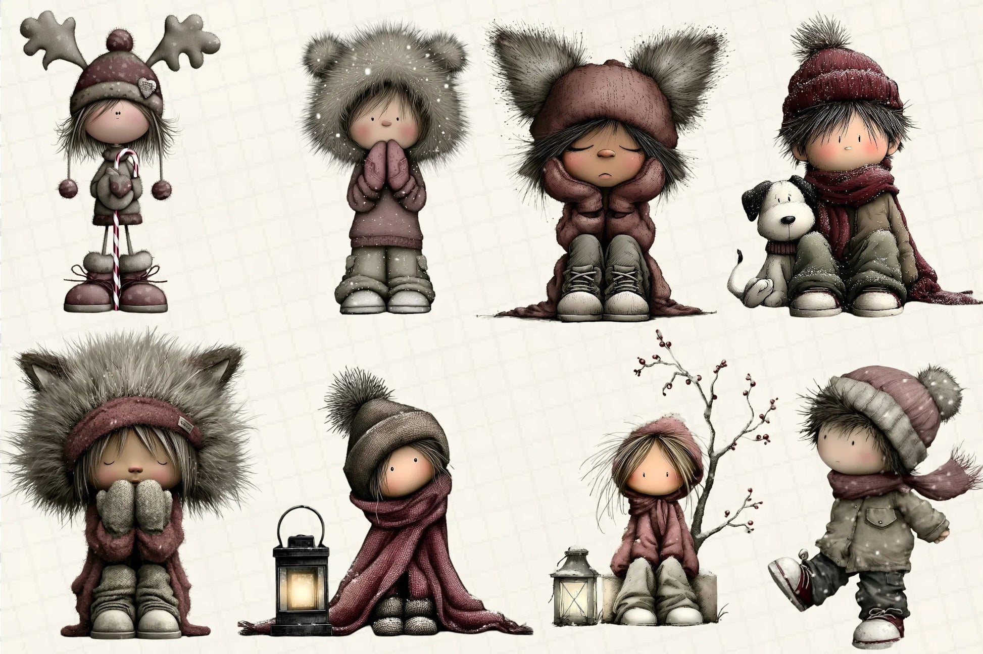 Whimsical Winter Kids Clipart Bundle - CraftNest - Digital Crafting and Art