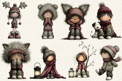 Whimsical Winter Kids Clipart Bundle - CraftNest - Digital Crafting and Art