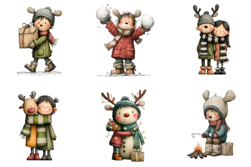 Whimsical Winter Kids Clipart Bundle - CraftNest - Digital Crafting and Art