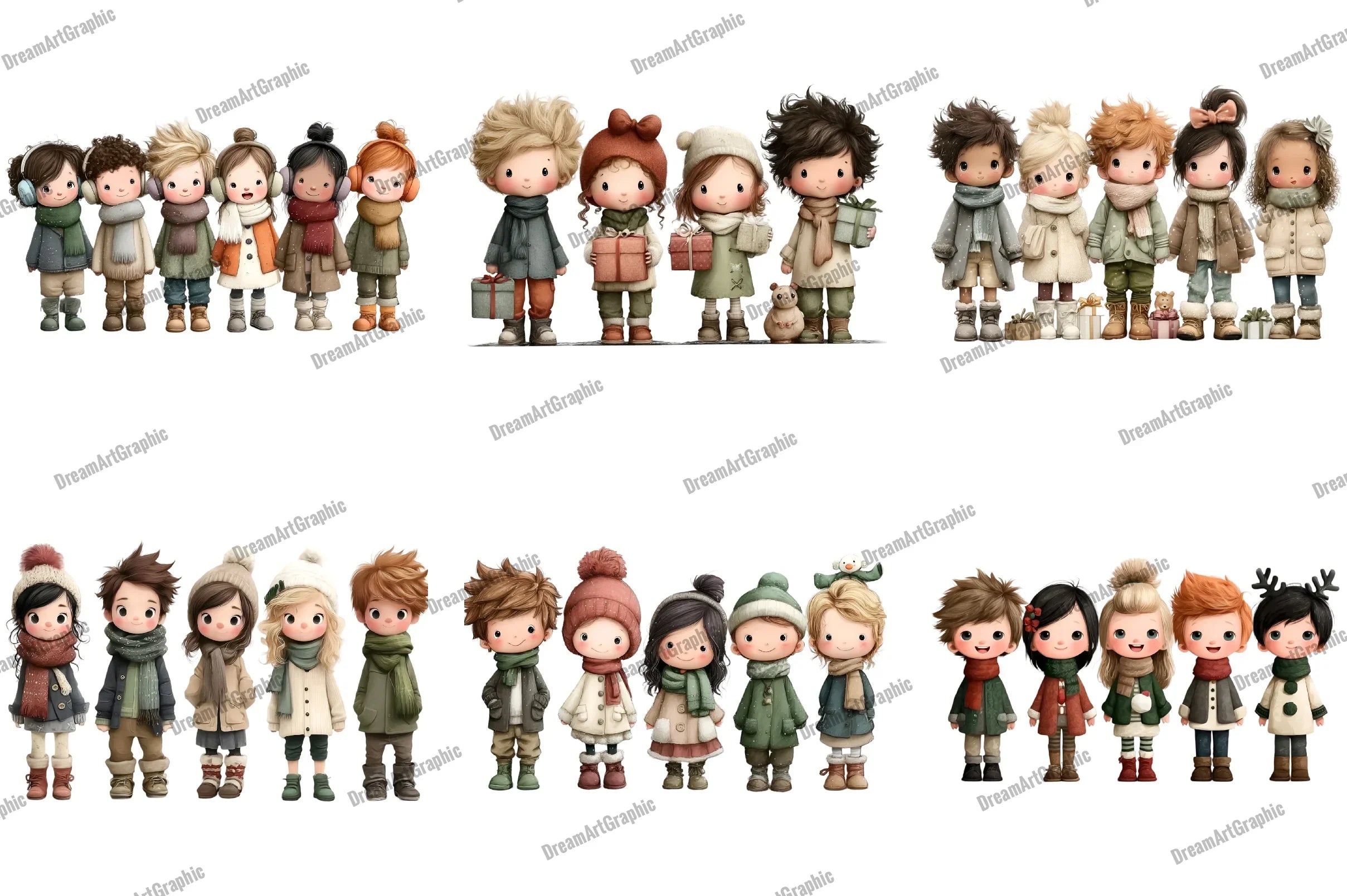 Whimsical Winter Kids Clipart Bundle - CraftNest - Digital Crafting and Art