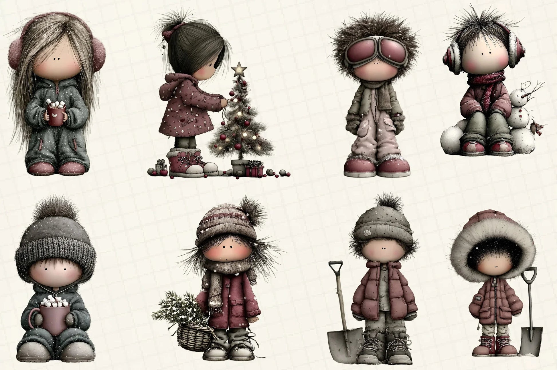 Whimsical Winter Kids Clipart Bundle - CraftNest - Digital Crafting and Art