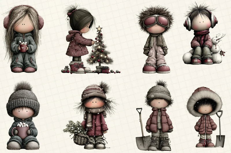 Whimsical Winter Kids Clipart Bundle - CraftNest - Digital Crafting and Art