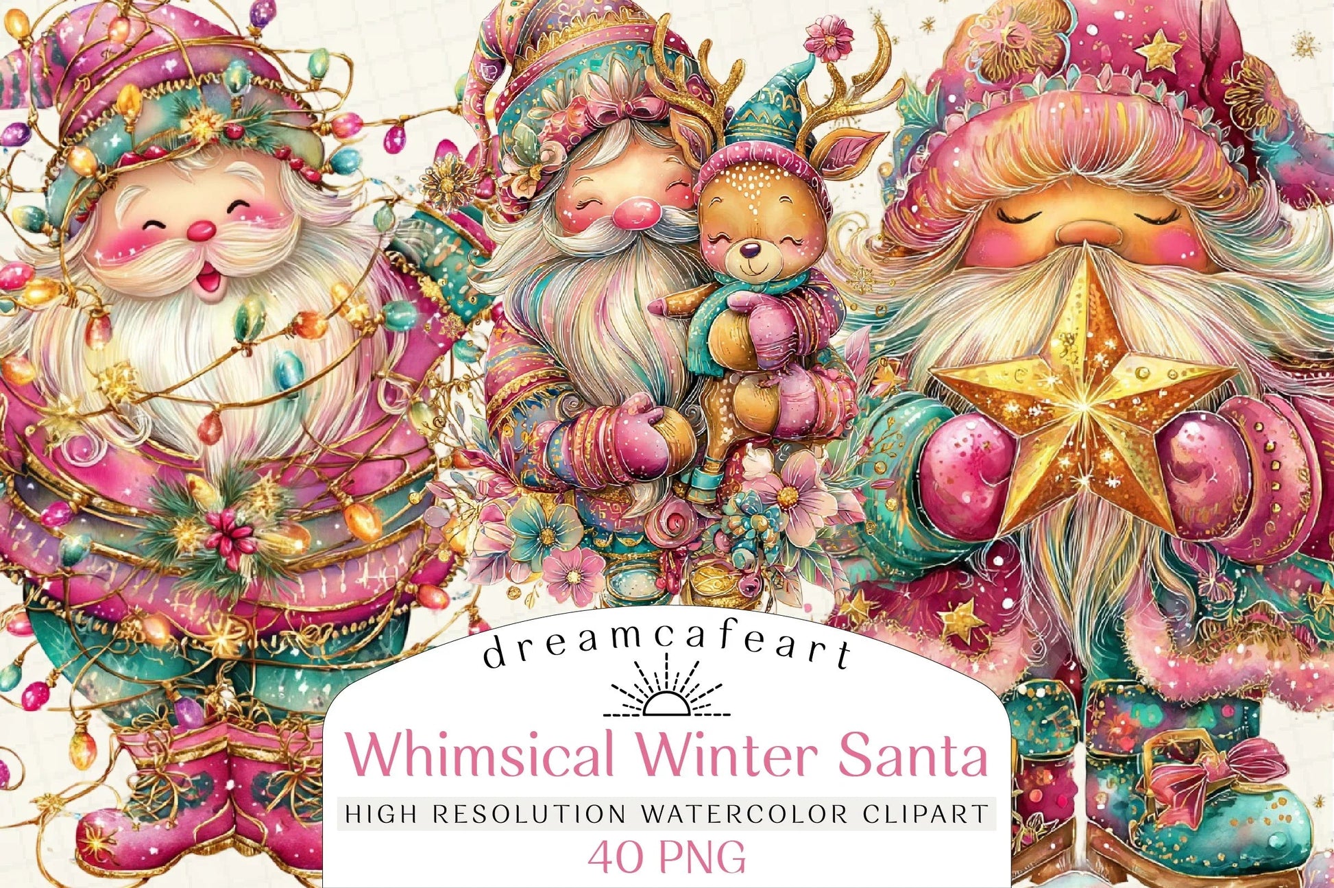Whimsical Winter Santa Clipart Bundle - CraftNest - Digital Crafting and Art