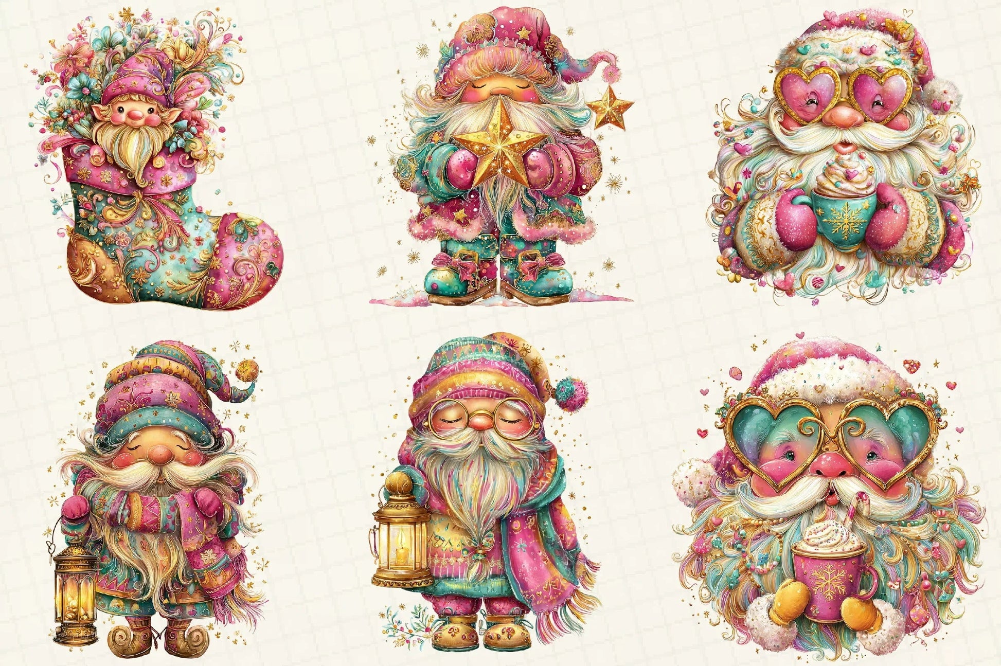 Whimsical Winter Santa Clipart Bundle - CraftNest - Digital Crafting and Art