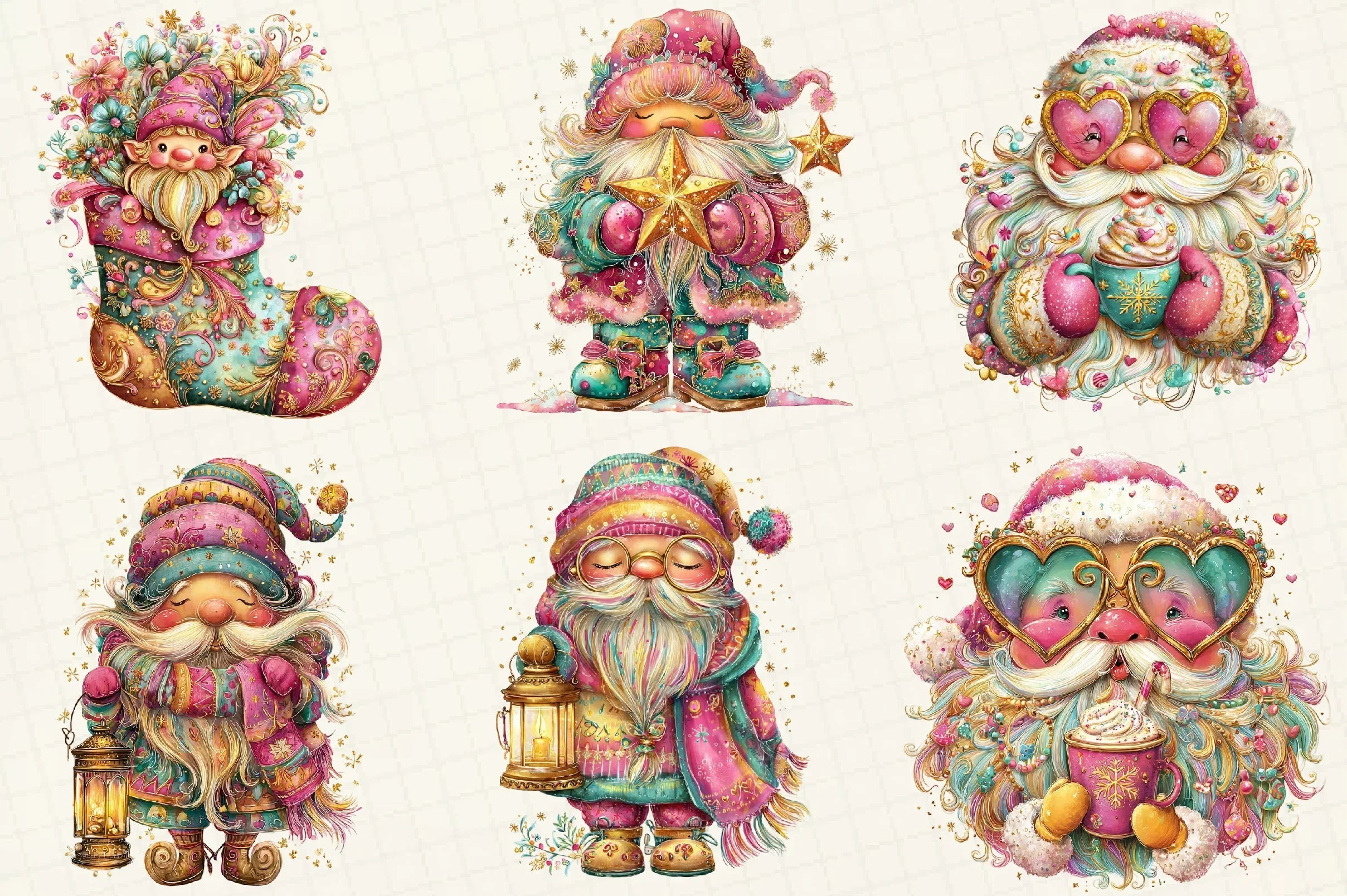 Whimsical Winter Santa Clipart Bundle - CraftNest - Digital Crafting and Art