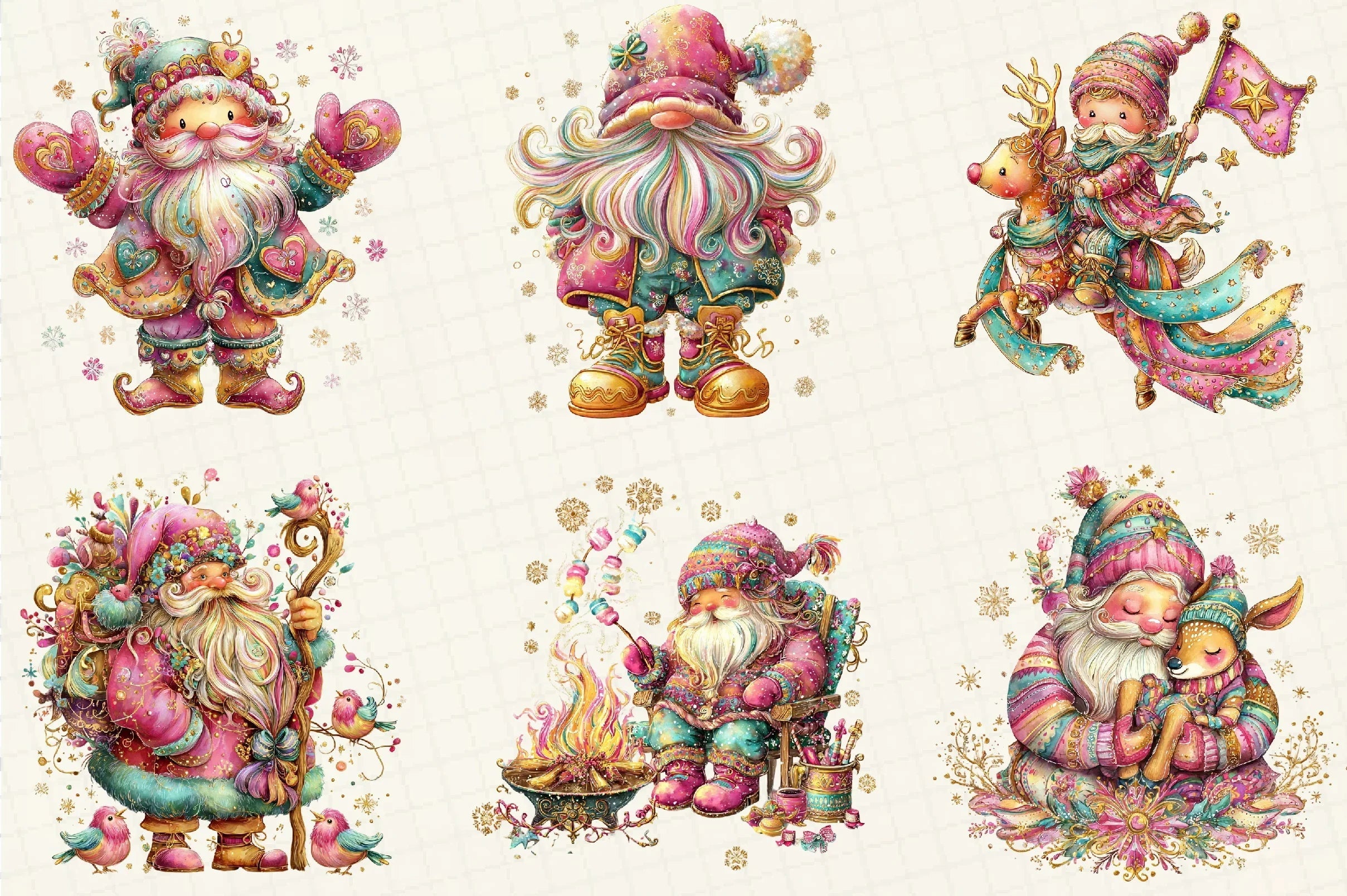 Whimsical Winter Santa Clipart Bundle - CraftNest - Digital Crafting and Art