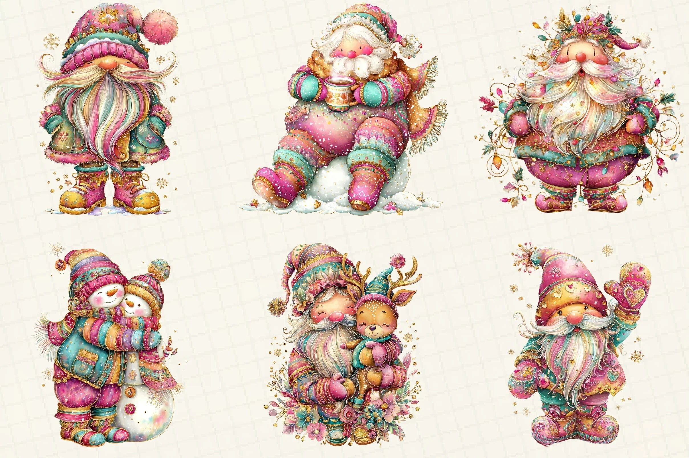 Whimsical Winter Santa Clipart Bundle - CraftNest - Digital Crafting and Art