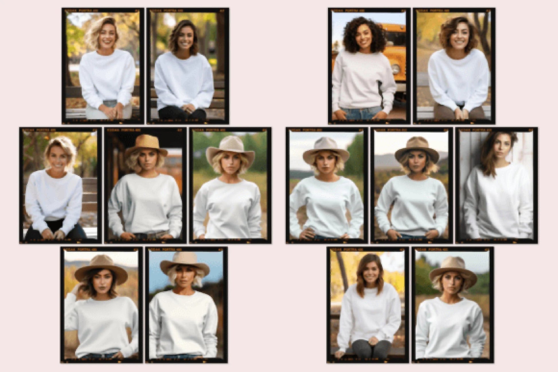 White Gildan 18000 Women's Mockup Bundle - CraftNest - Digital Crafting and Art