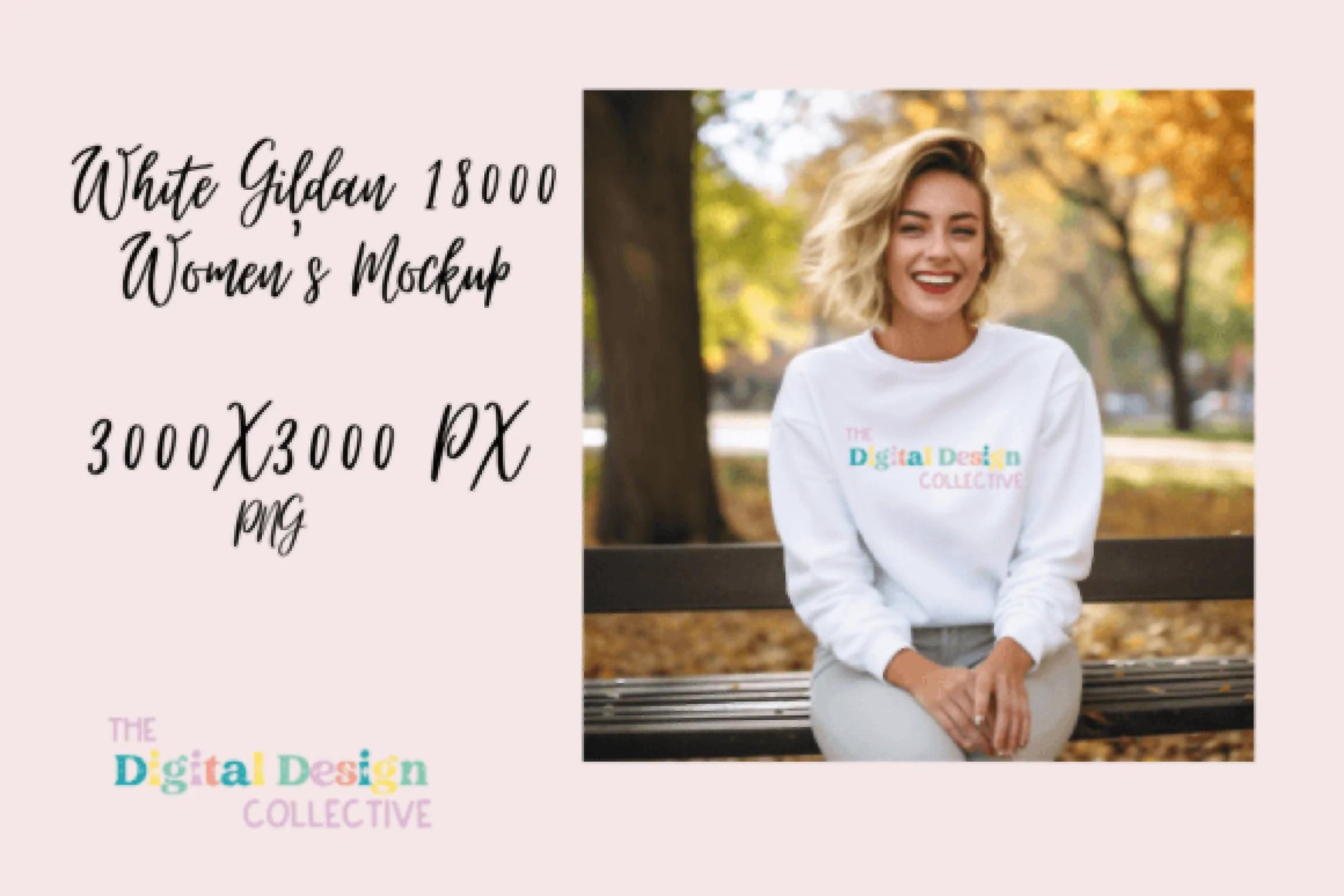 White Gildan 18000 Women's Sweatshirt Mockup - CraftNest - Digital Crafting and Art