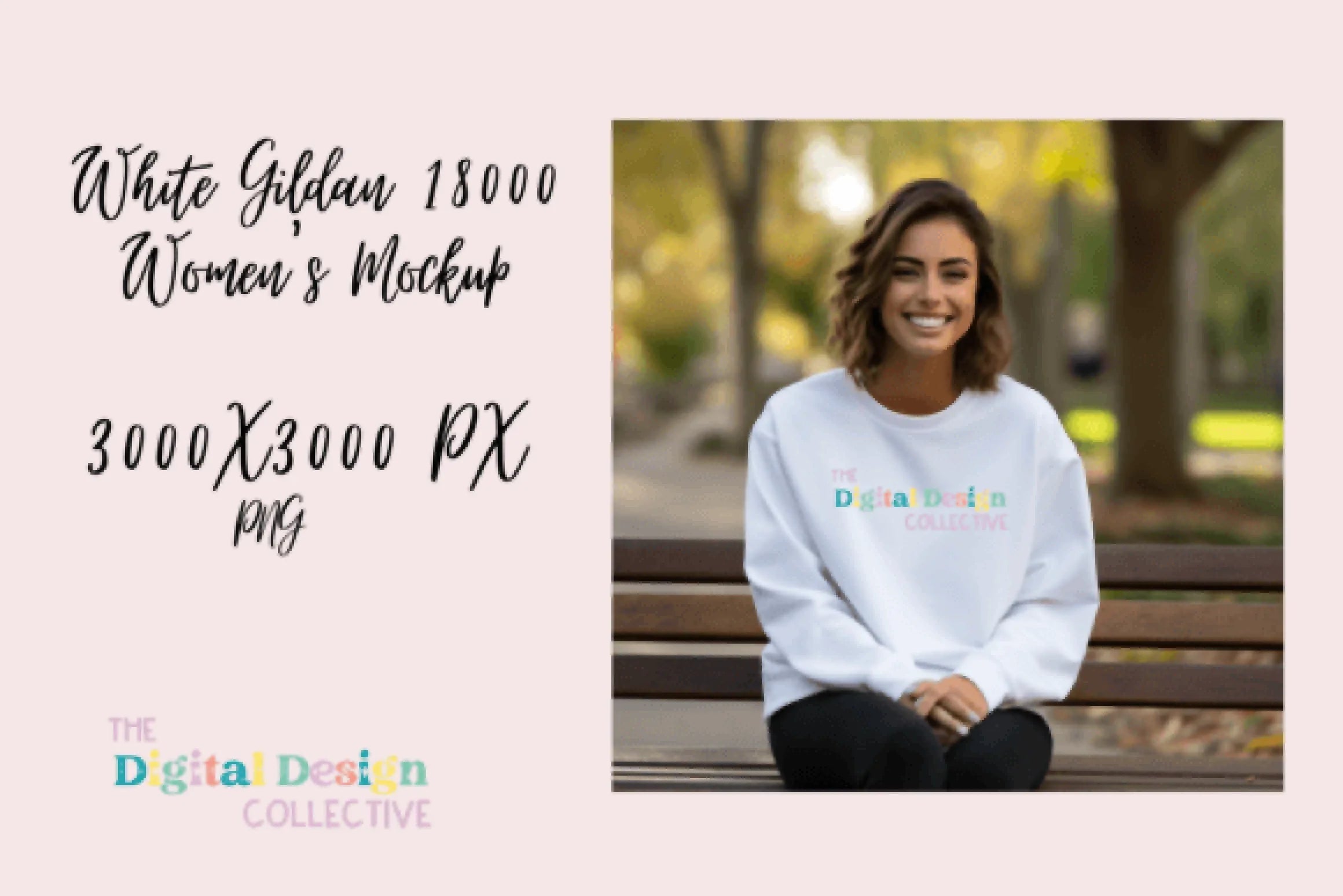 White Gildan 18000 Women's Sweatshirt Mockup - CraftNest - Digital Crafting and Art